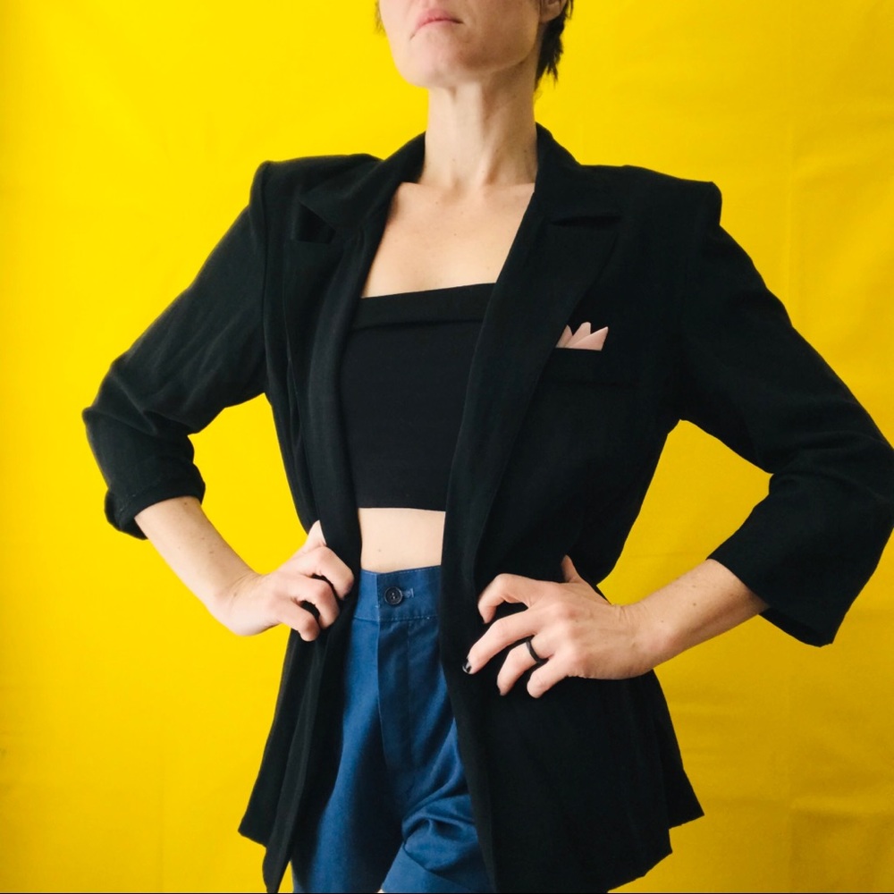 90s Lightweight Black Blazer Vintage 1990s